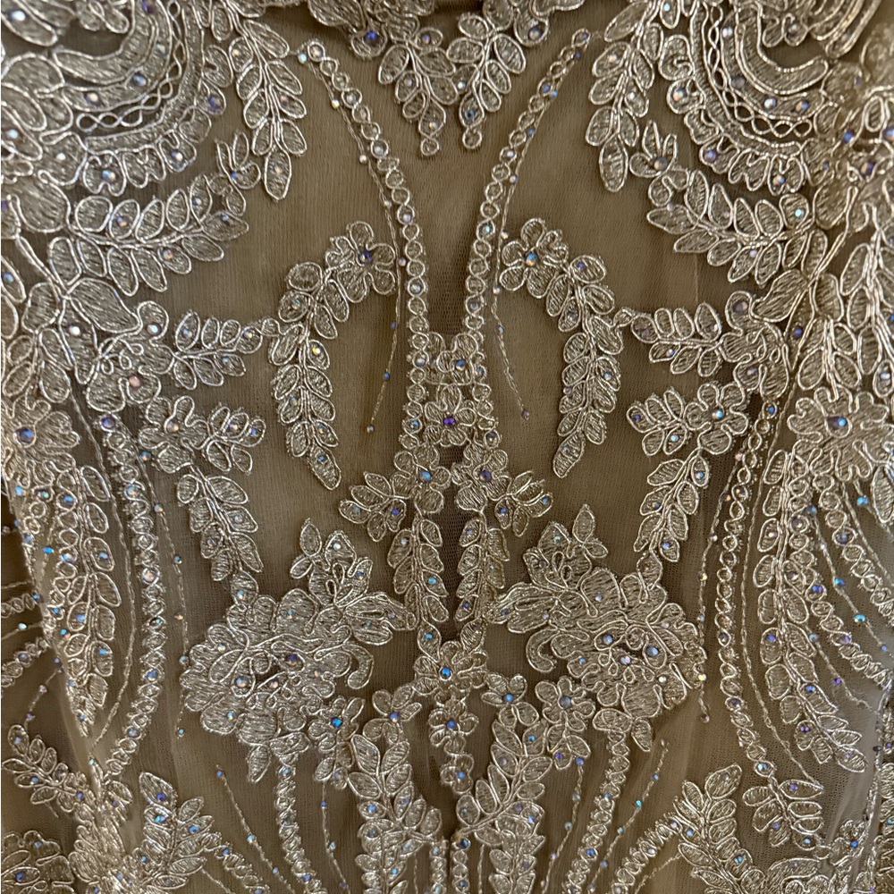 Ellie Wilde Gold Lace Prom Dress - Picture 5 of 15